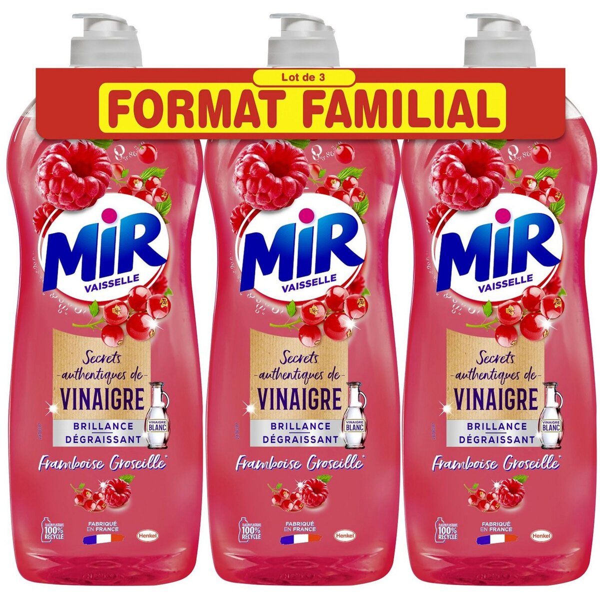 MIR Mir liquide vaisselle framboise groseille 3x750ml familial
