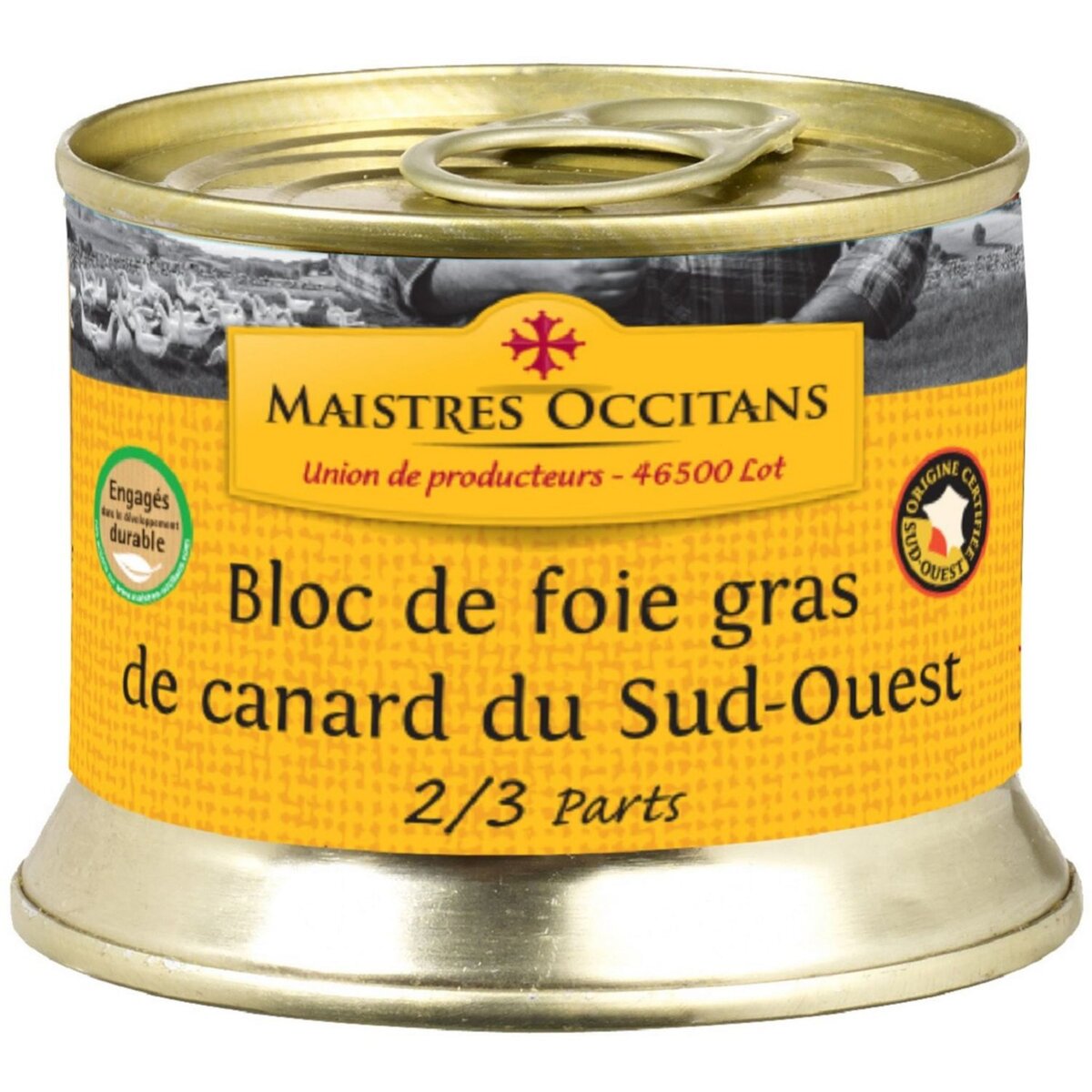 MAISTRES OCCITANS Bloc de foie gras de canard du sud-ouest 2-3 parts 140g