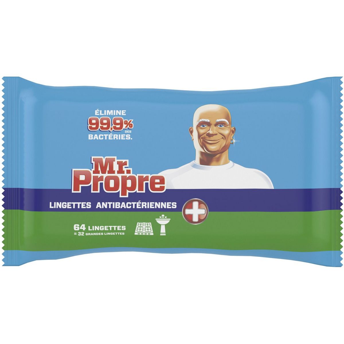 MR.PROPRE Lingettes nettoyantes multi-usages anti-bactériennes 32 lingettes