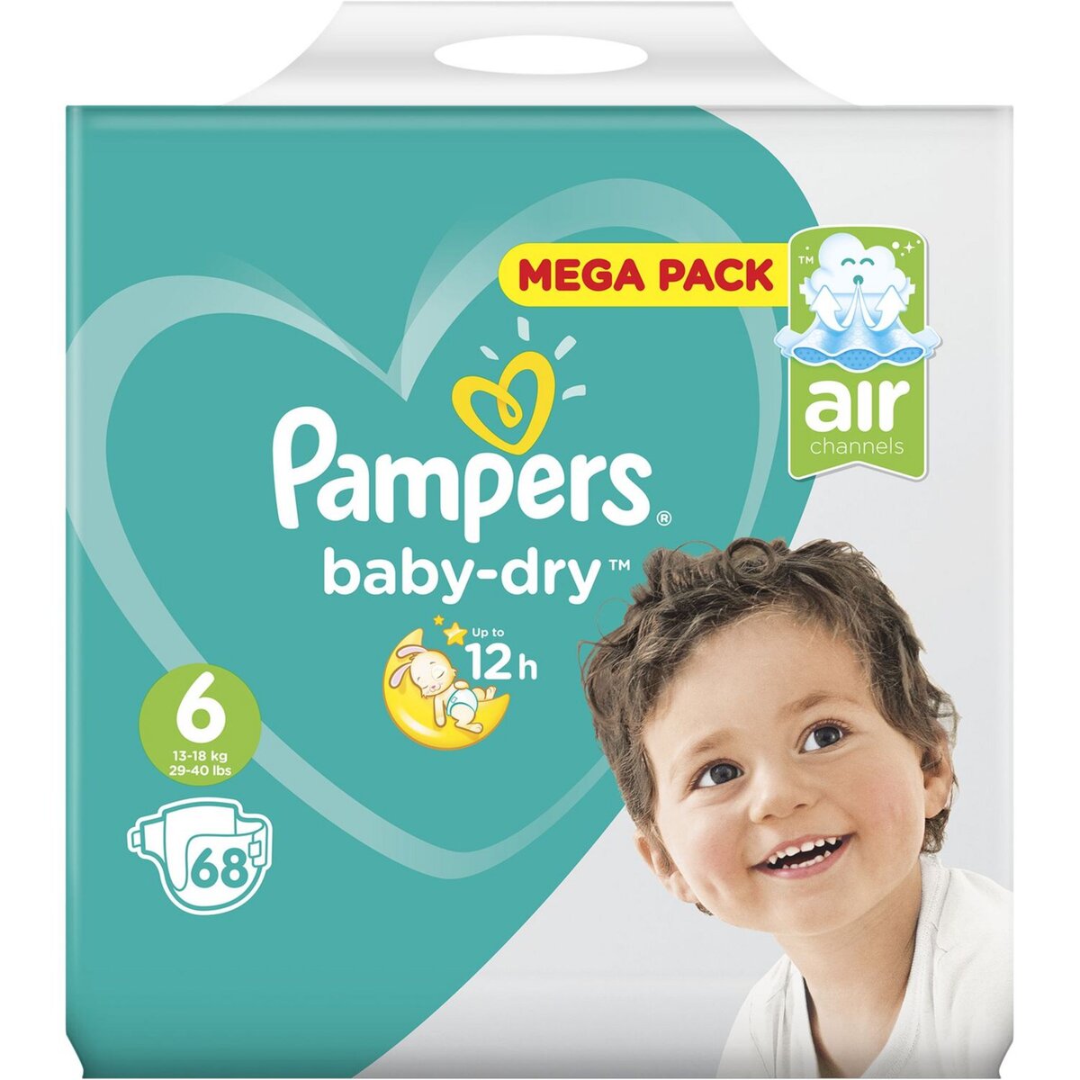 PAMPERS Baby-dry couches taille 6 (13-18kg) 68 couches