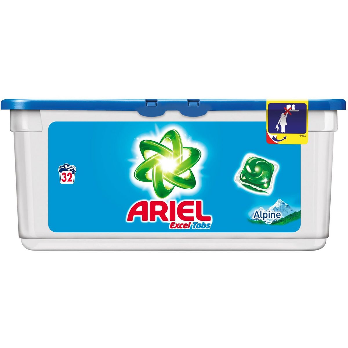 ARIEL Excel Tabs lessive capsules alpine 32 lavages 32 capsules