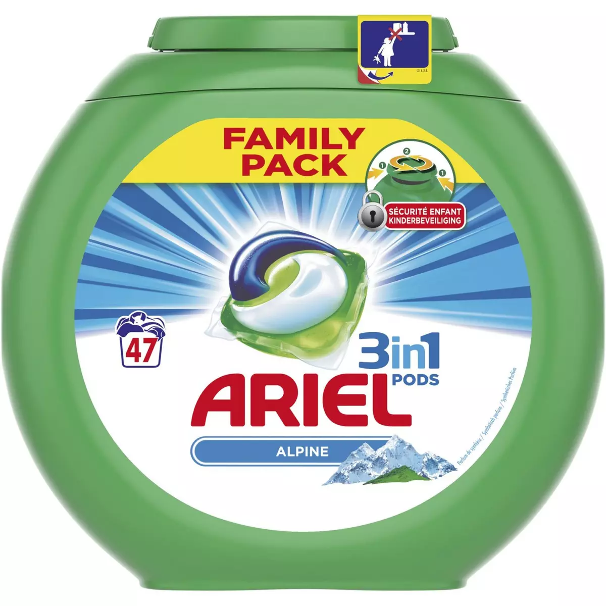 ARIEL Ariel Pods Lessive capsules alpine 47 lavages 47 lavages 47 capsules