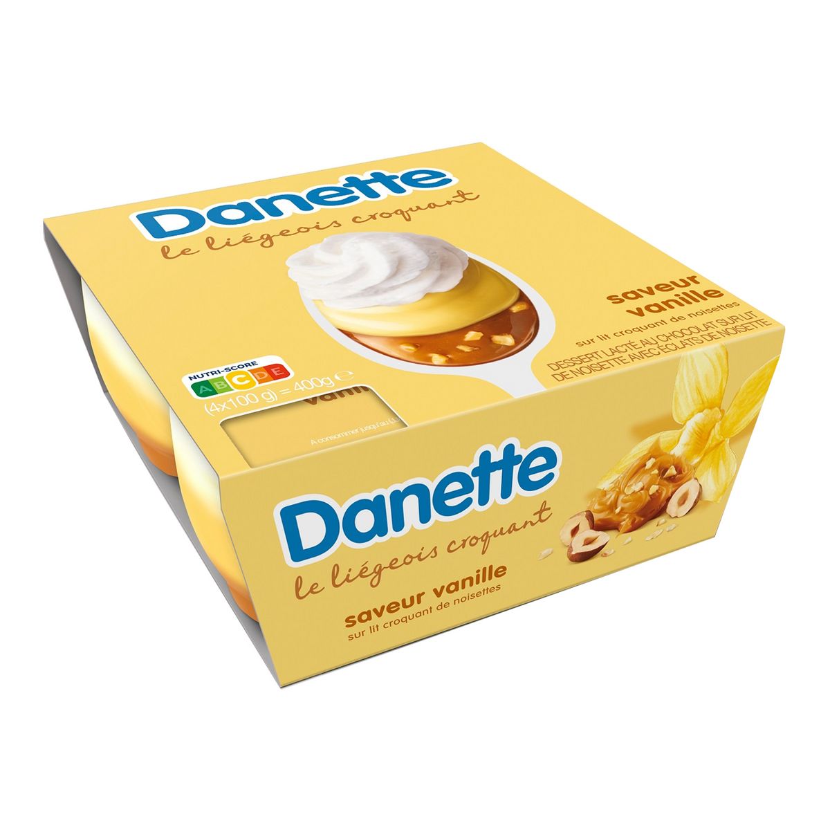 DANETTE Danette Liégeois saveur vanille 4x100g 4x100g