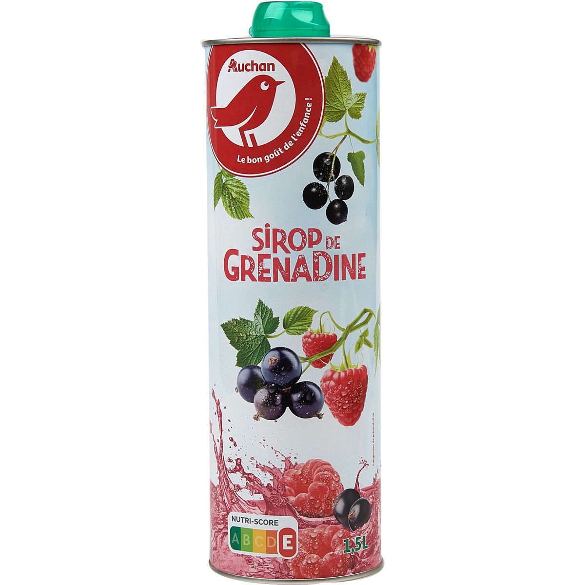 AUCHAN Sirop de grenadine bidon métal 1,5l