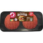 AUCHAN Burger rond 15%mg 2 pièces 180g