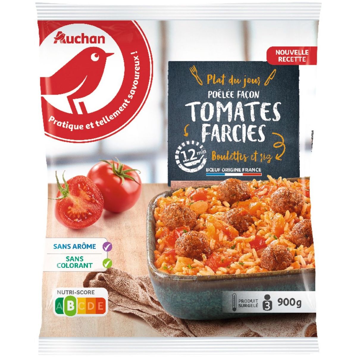 AUCHAN Poêlée façon tomates farcies 3 portions 900g