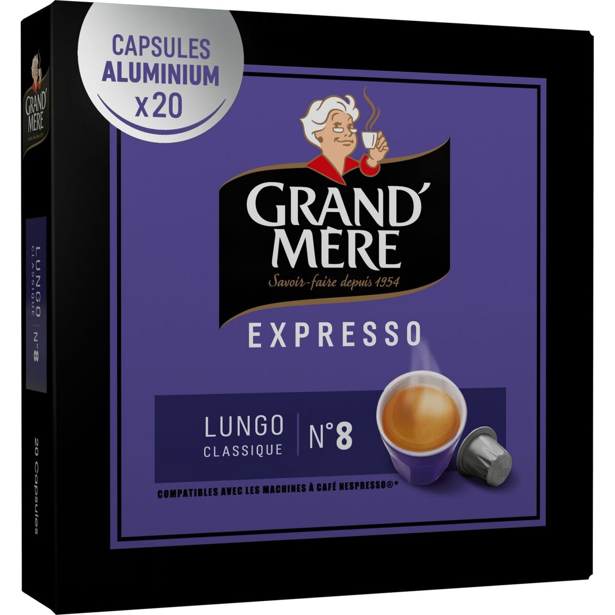 GRAND'MERE Capsules café lungo classique n°8 compat.Nespresso 20 capsules 104g