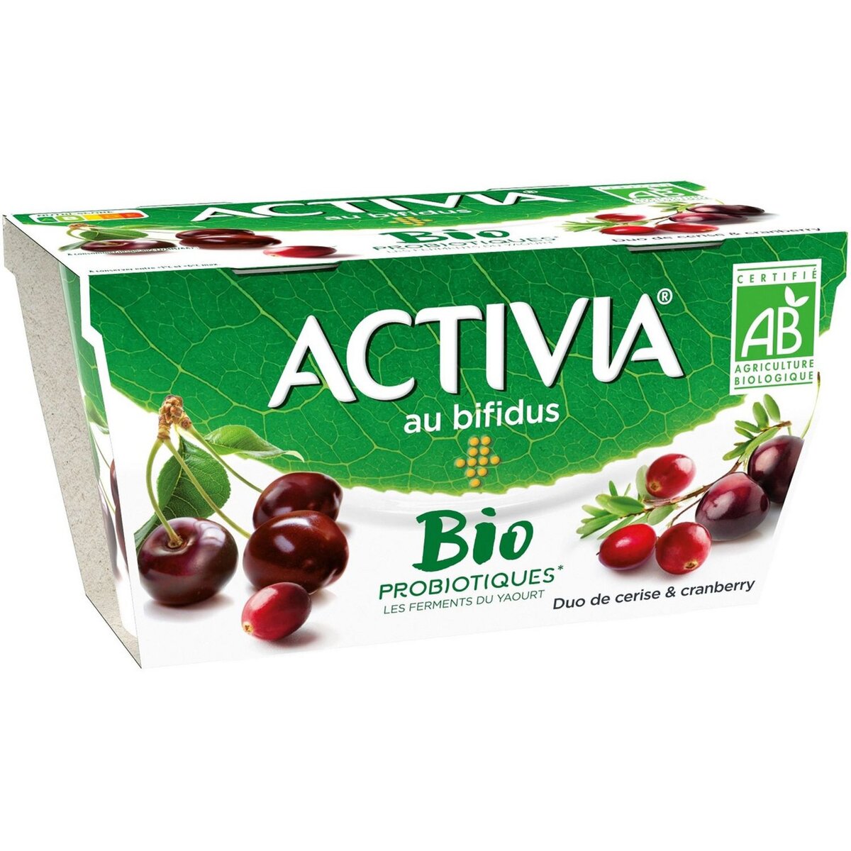 ACTIVIA bio Yaourts aux fruits bifidus cerise cranberry 2x145g