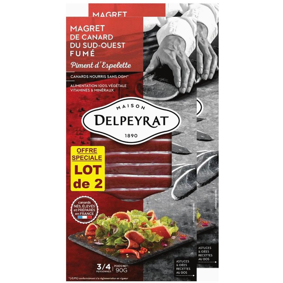 DELPEYRAT Magret de canard fumé au piment d'espelette 6 à 8 parts 2x90g