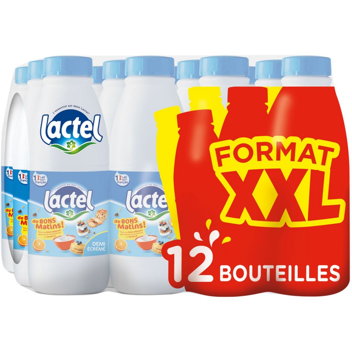 LACTEL Lait demi-écrémé UHT 12x1l