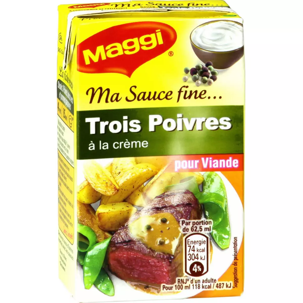 MAGGI Maggi Sauce 3 poivres à la crème pour viande, en brique 250ml 250ml