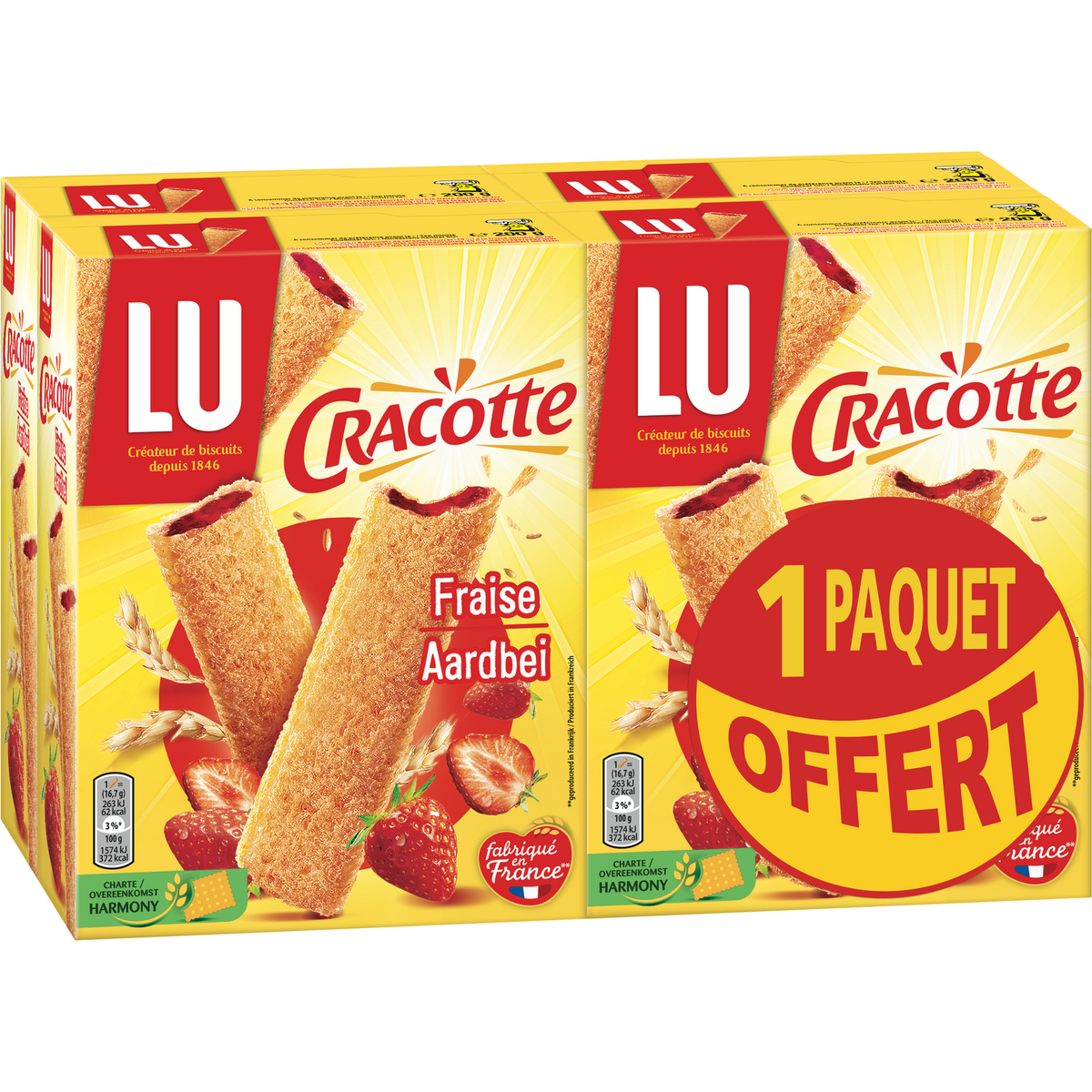 CRAQUINETTE Craquinette fraise 3x200g +1offert