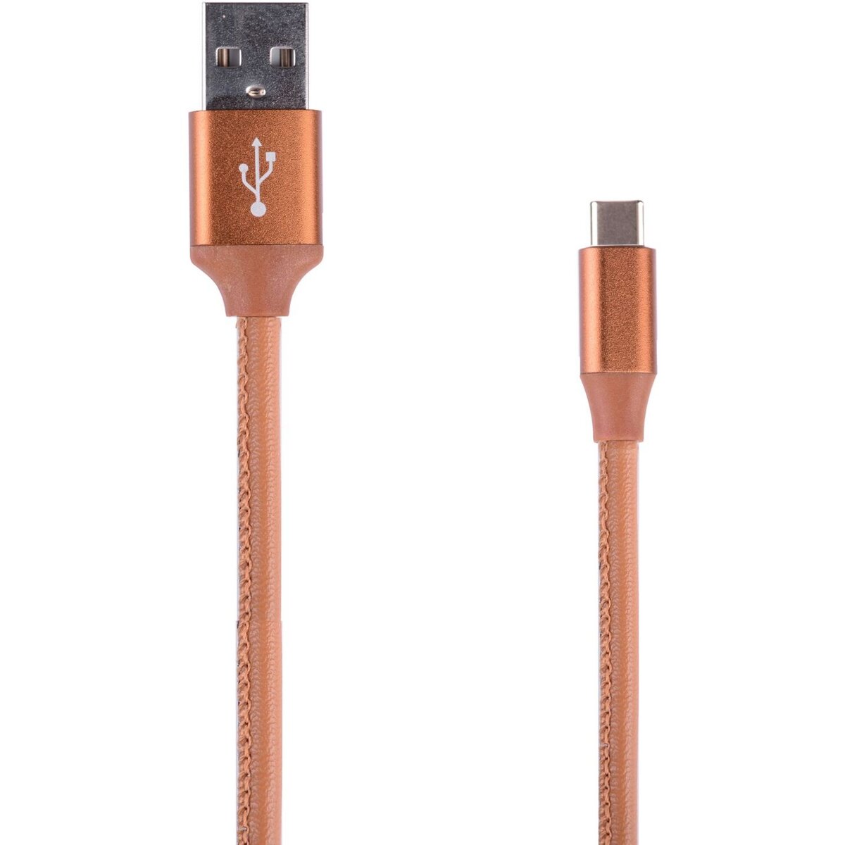 QILIVE Câble de charge USB vers USB-C - Mâle/mâle - 2 mètres - Cuir marron