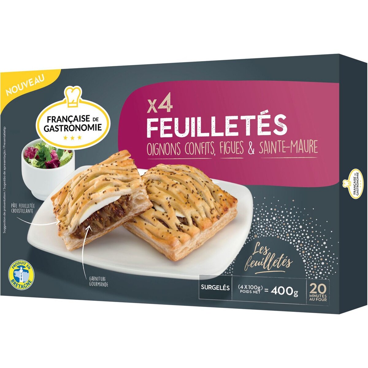 FRANCAISE DE GASTRONOMIE Française de Gastronomie Feuilleté oignon confit, figue et saint-maure 400g 4 pièces 400g