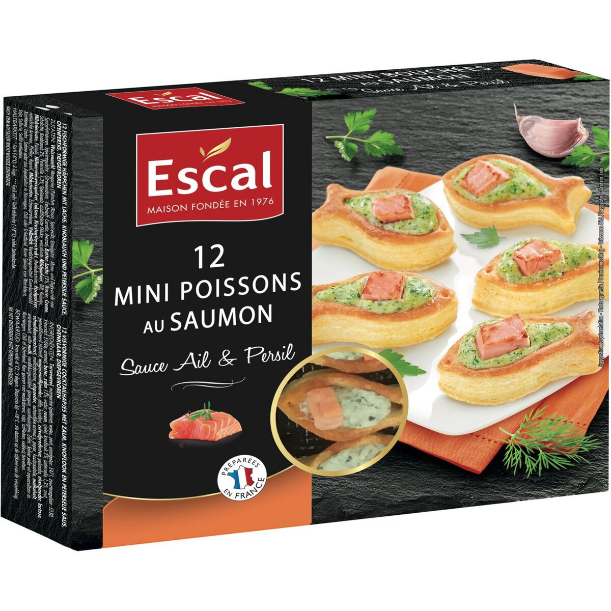 ESCAL Escal Mini feuilleté poisson au saumon 150g 12 pièces 150g