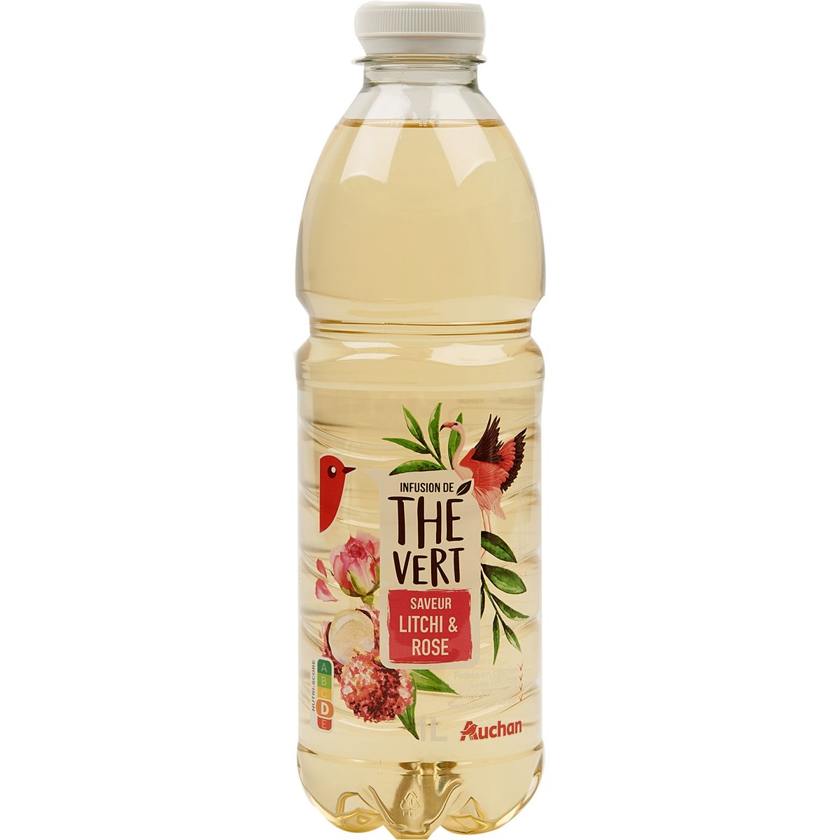 AUCHAN Infusion de thé vert saveur litchi et rose 1l