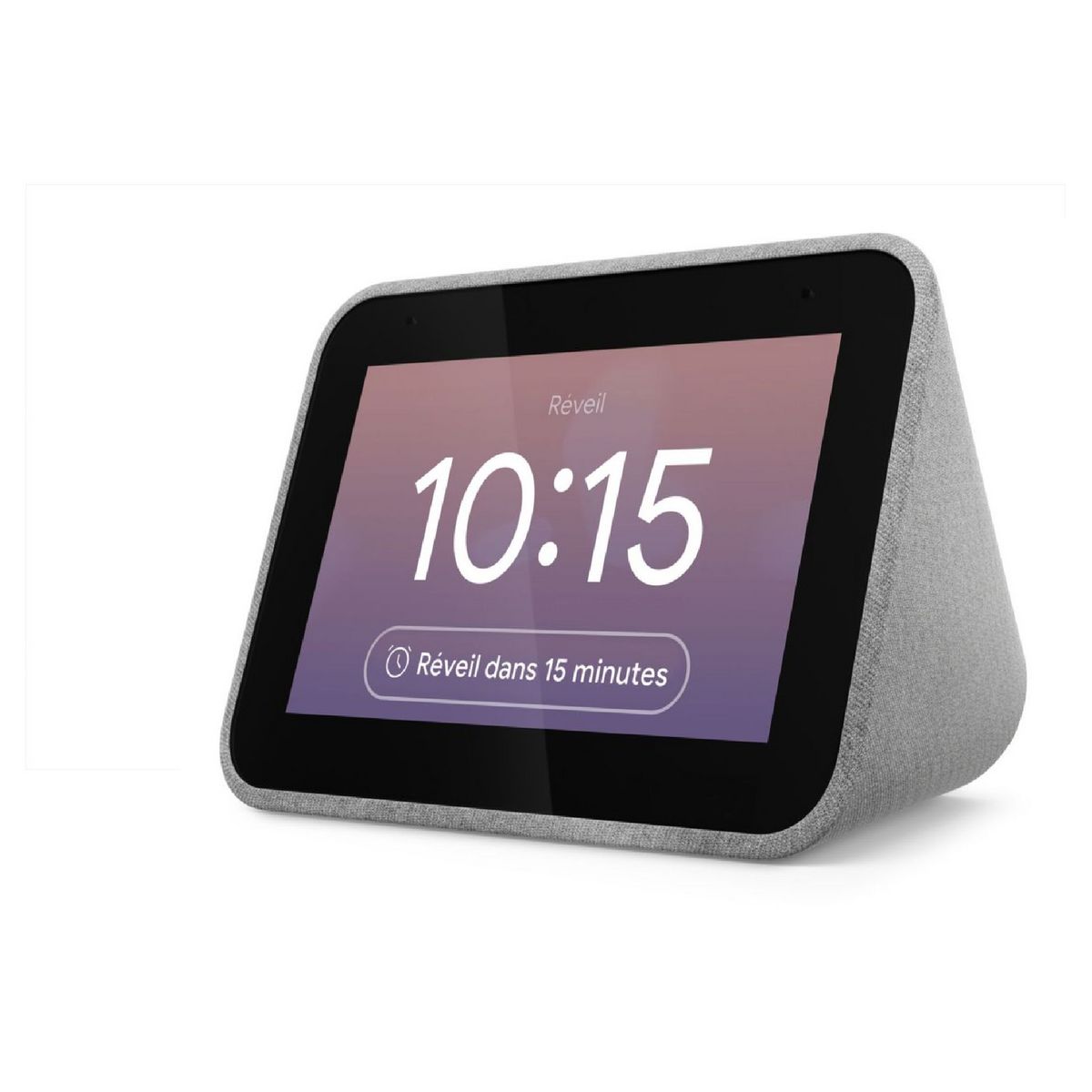 LENOVO Réveil Assistant vocal Smart Clock - Textile gris soft Touch