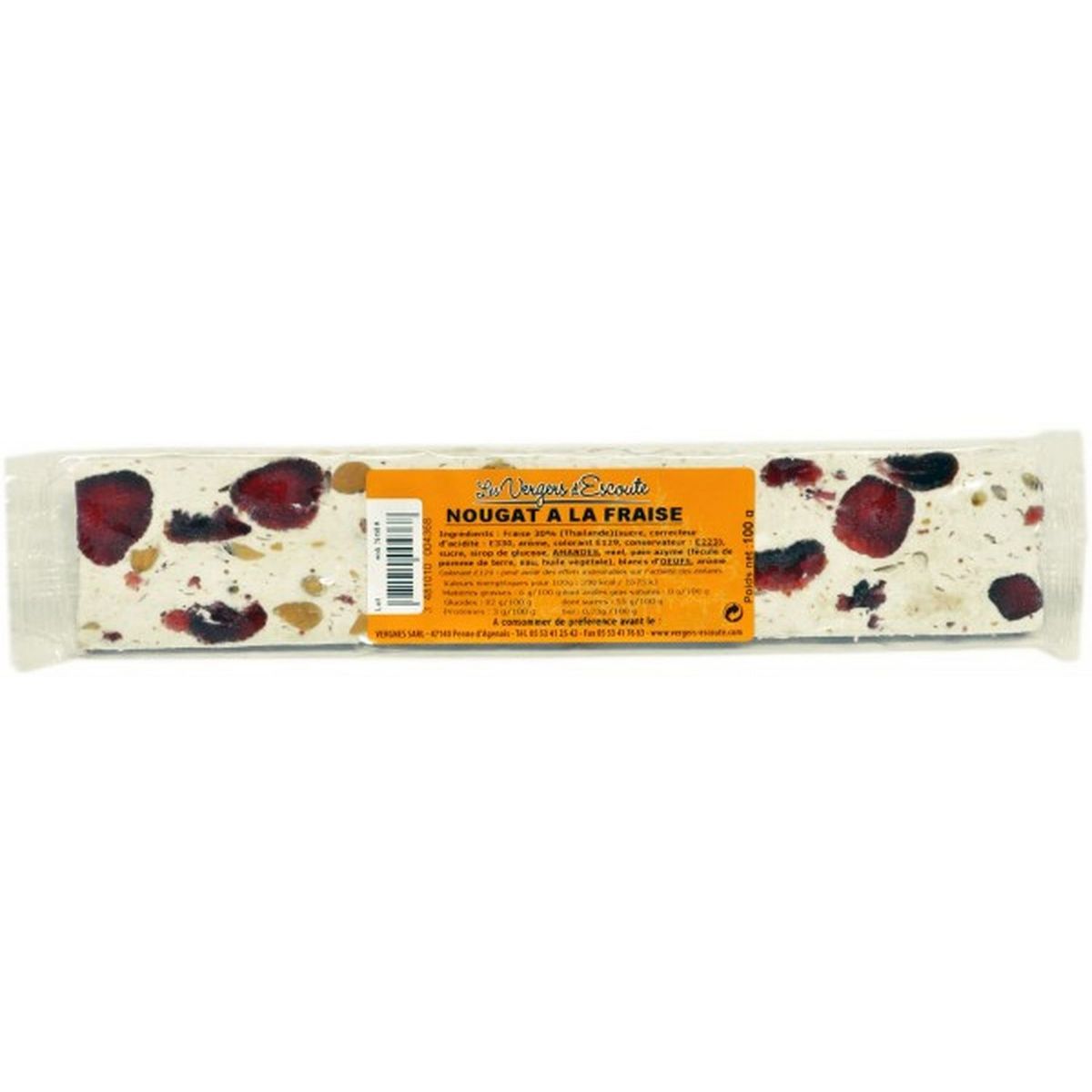 VERGER Barre de nougat à la fraise 100g