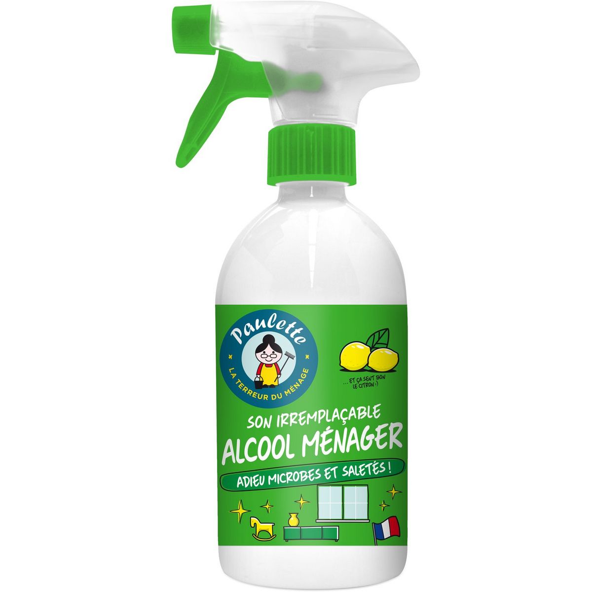 PAULETTE Spray nettoyant alcool ménager au citron 500ml