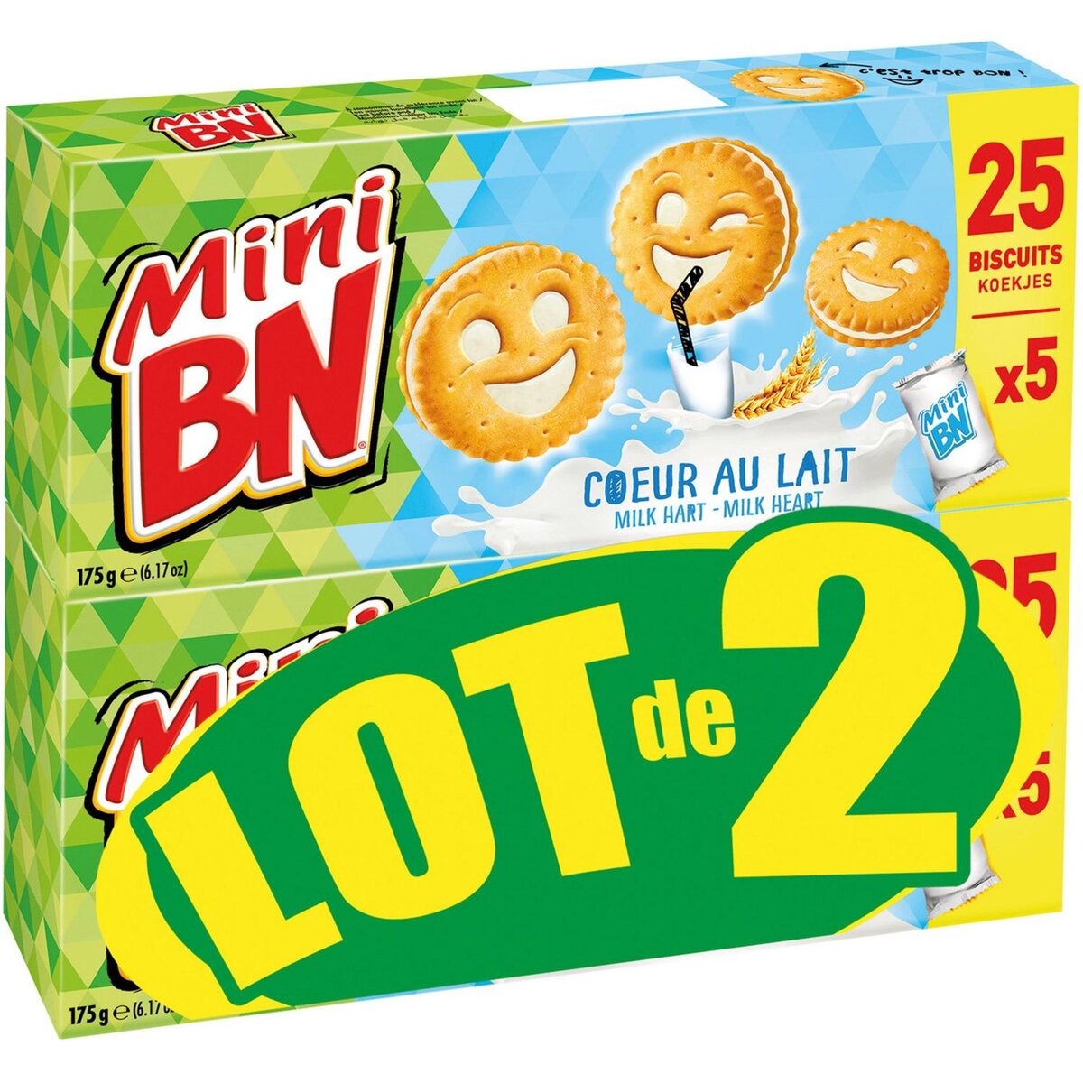 BN Mini biscuits coeur de lait Lot de 2 2x350g