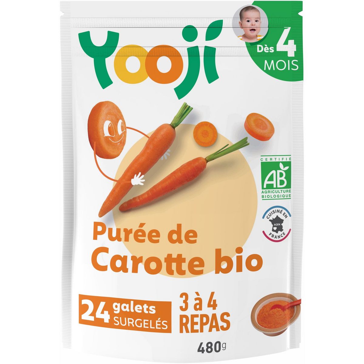 YOOJI Galets de purée de carotte bio dès 4 mois 24x20g