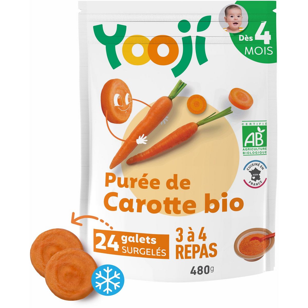 YOOJI Galets de purée de carotte bio dès 4 mois 24x20g