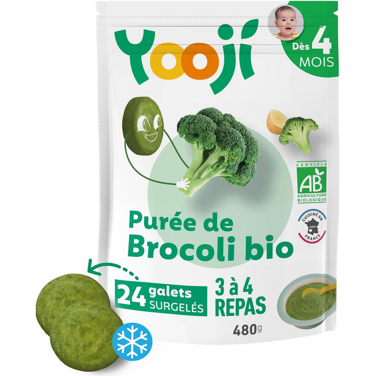 Yooji bio purée lisse de brocolis 480g dès 4mois