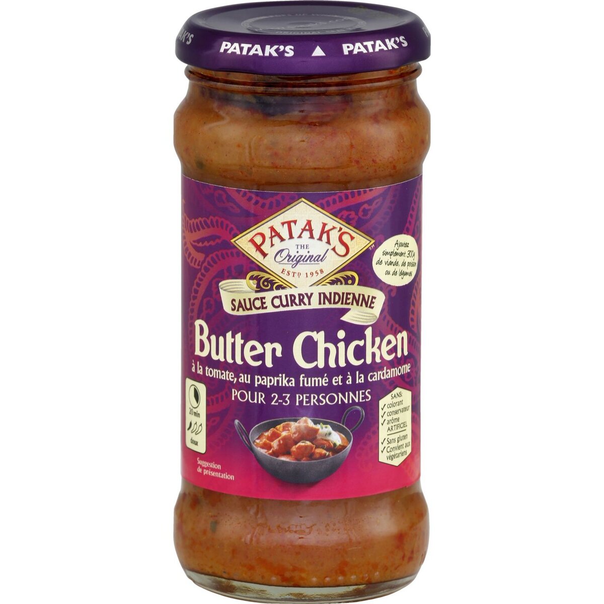 PATAK'S Patak's Sauce butter chicken tomate paprika cardamome 2-3 personnes 350g 2-3 personnes 350g