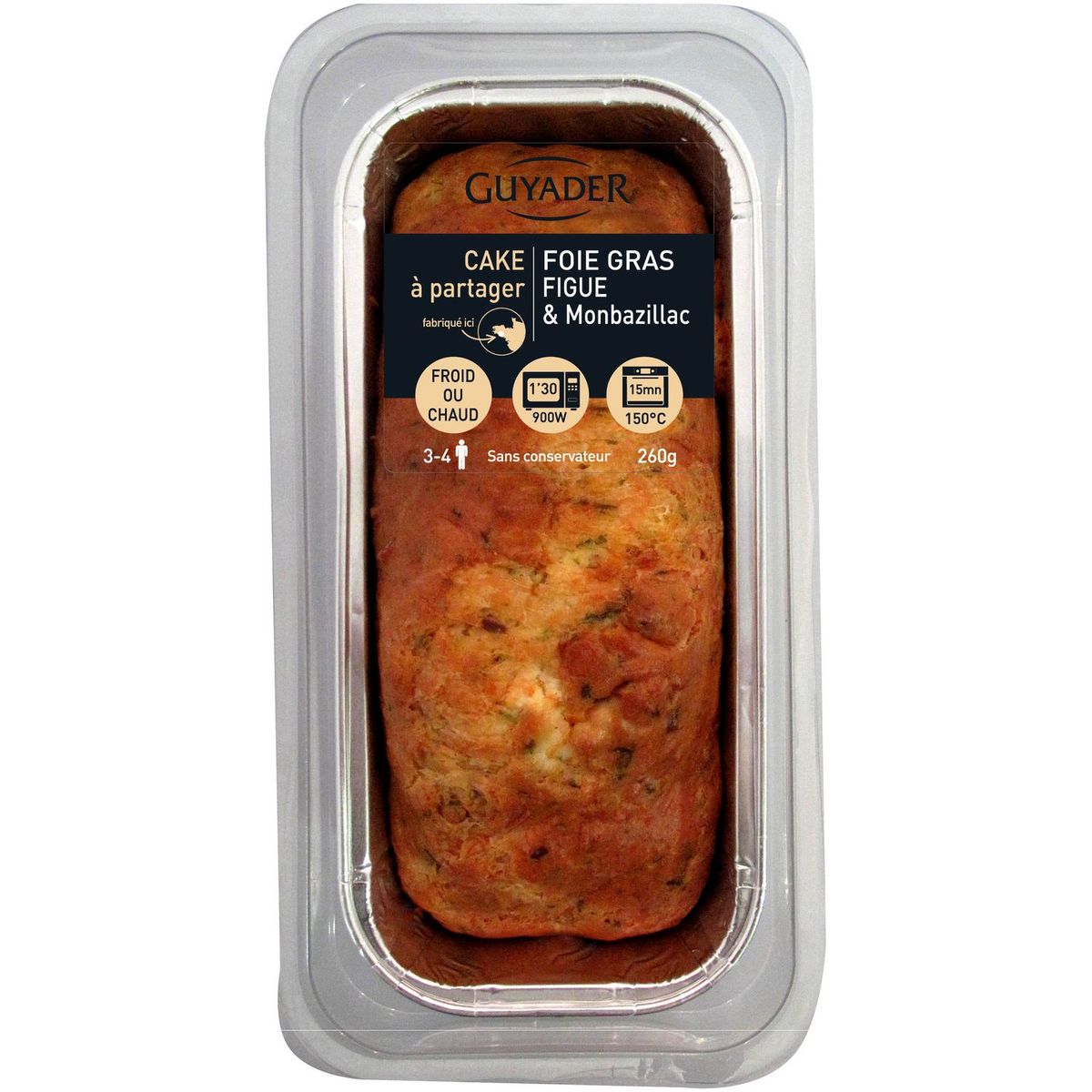 GUYADER Cake au foie gras figue et Monbazillac 3 à 4 parts 260g