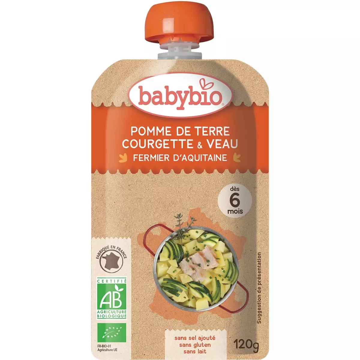 BABYBIO Babybio gourde pomme de terre courgette veau 120g dès 6 mois