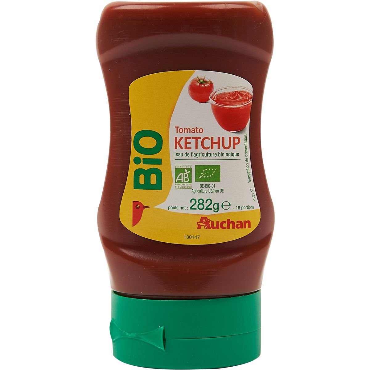AUCHAN BIO Tomato ketchup en squeeze 282g