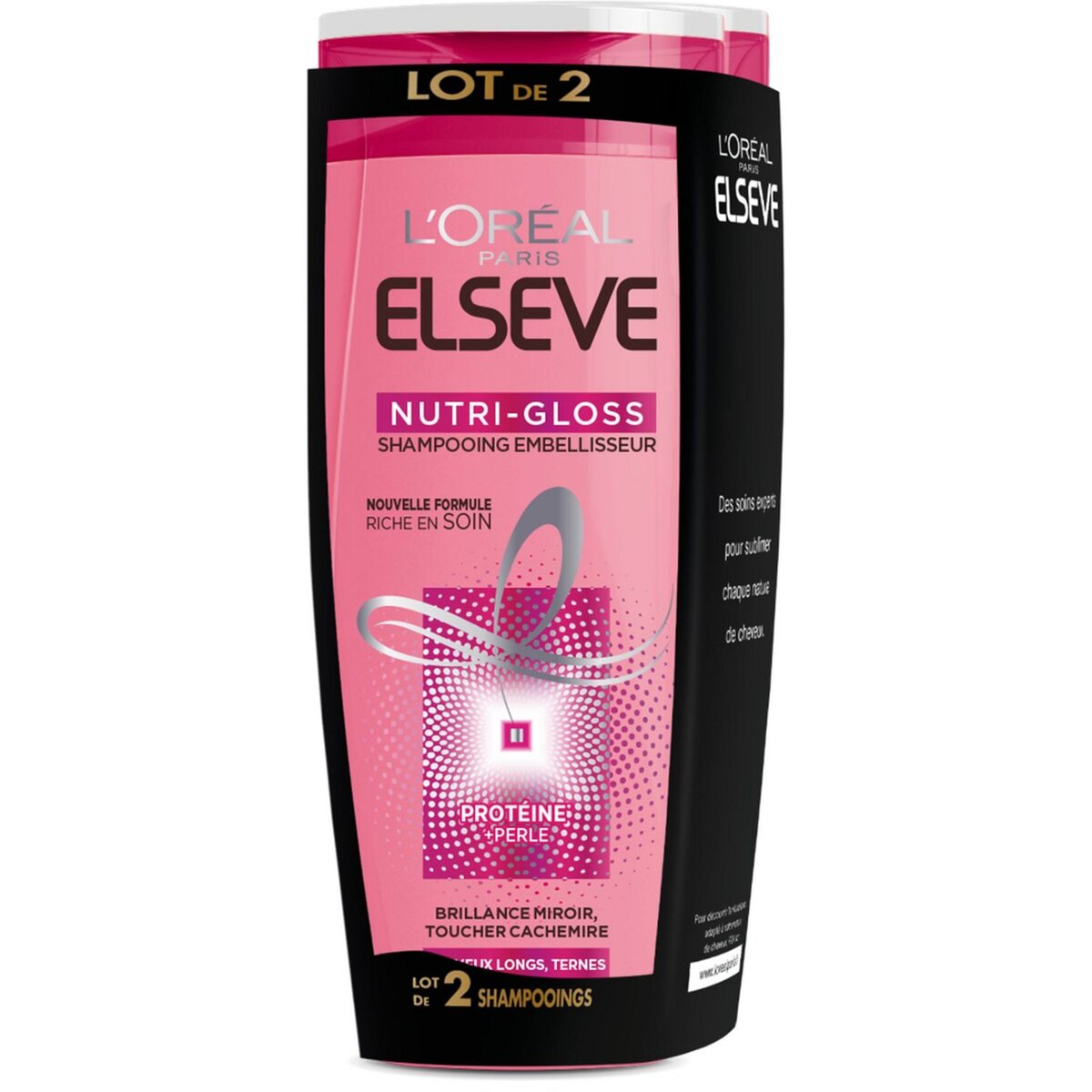 ELSEVE Nutri-Gloss shampooing embellisseur cheveux longs, ternes 2x200ml
