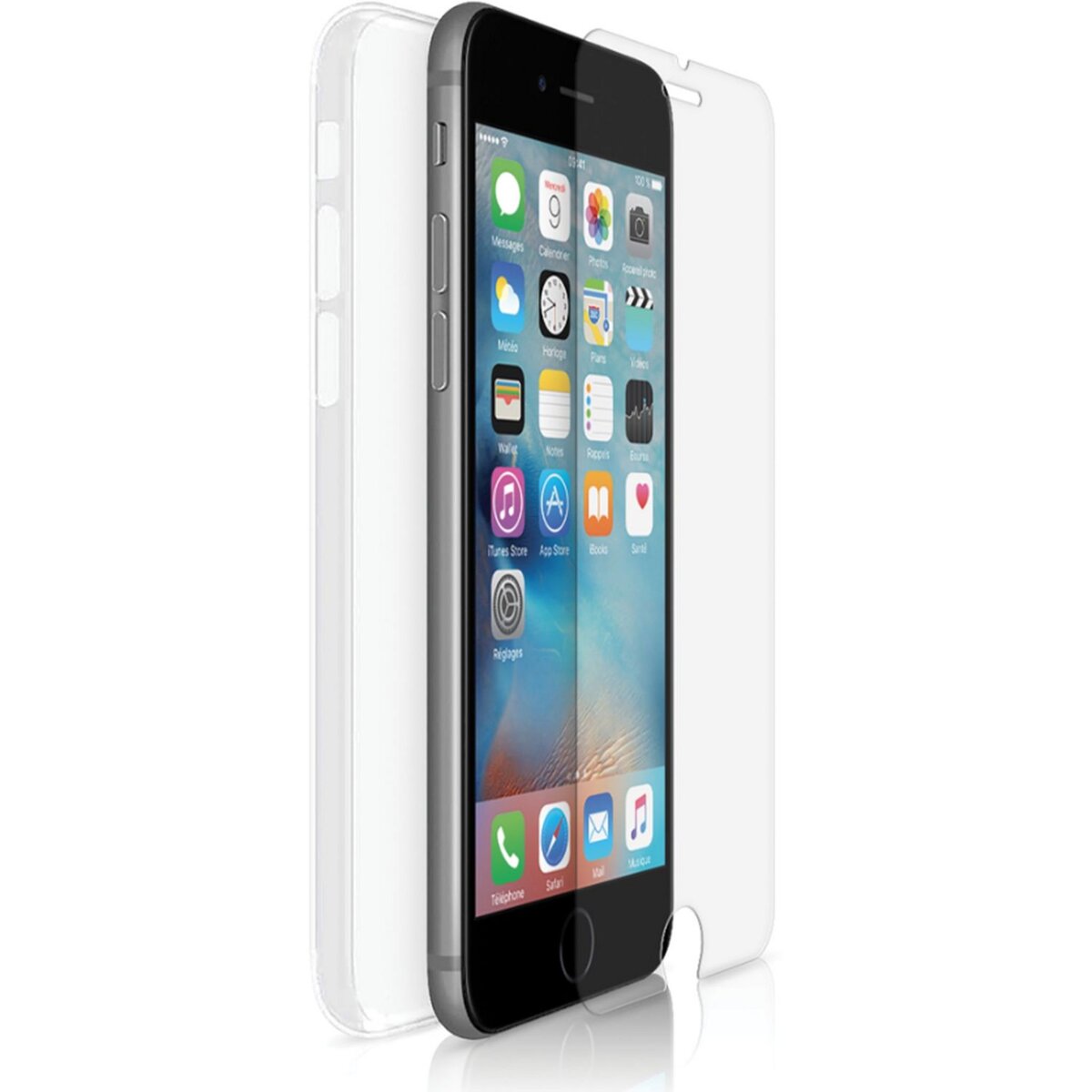 MOXIE Lot coque + protection d'écran pour Apple iPhone 6/6S/7/8 - Transparent
