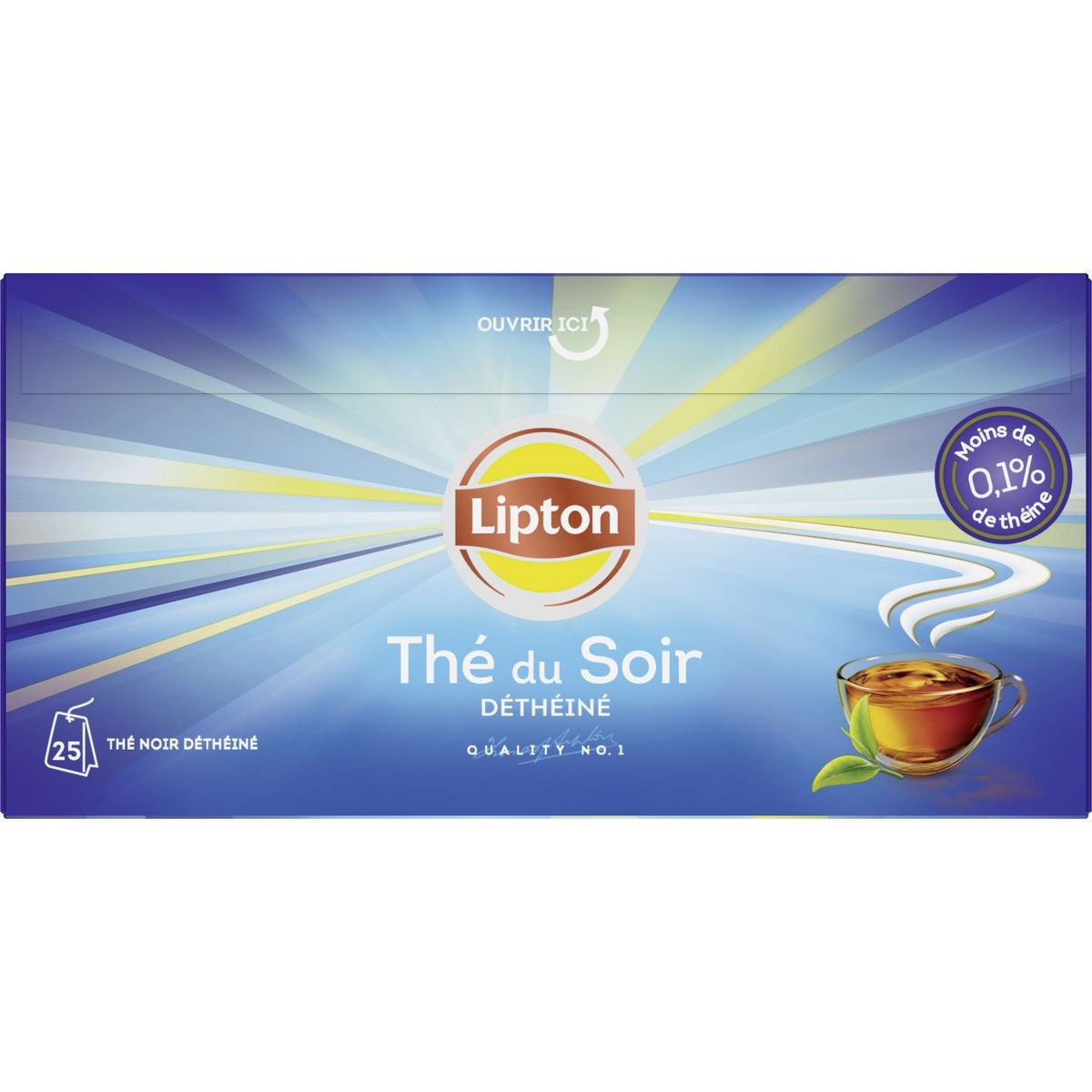 LIPTON Thé du soir thé noir déthéiné 25 sachets 50g