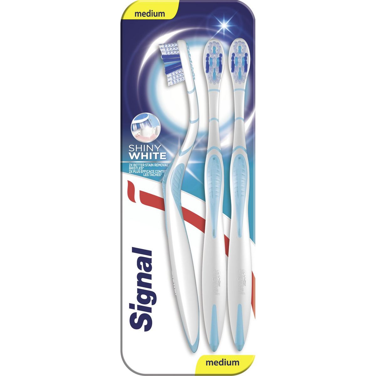SIGNAL Shiny White brosses à dents medium 3 brosses