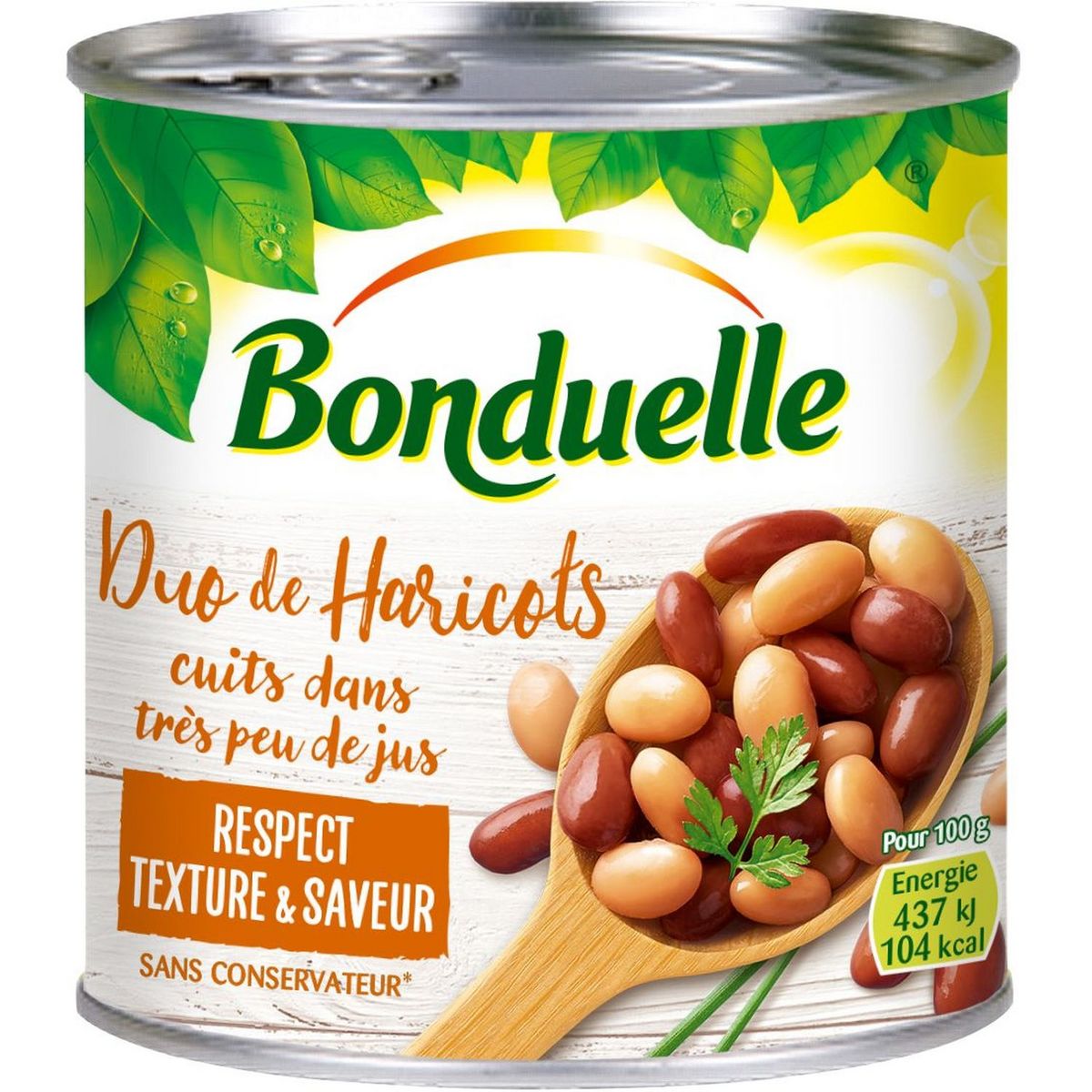 BONDUELLE Duo de haricots cuits dans très peu de jus sans conservateur 250g