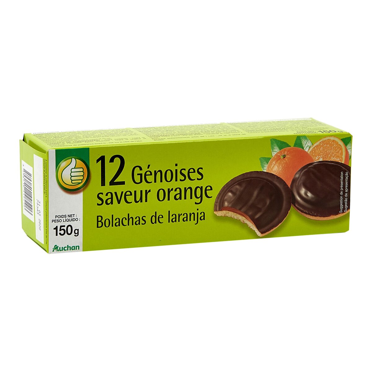 POUCE Génoises nappées de chocolat fourrées orange  150g