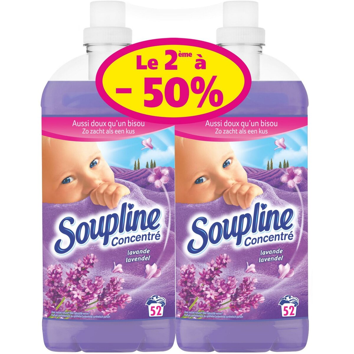 SOUPLINE Soupline concentré lavande lavage 2x1,3l dont 50% sur 2ème