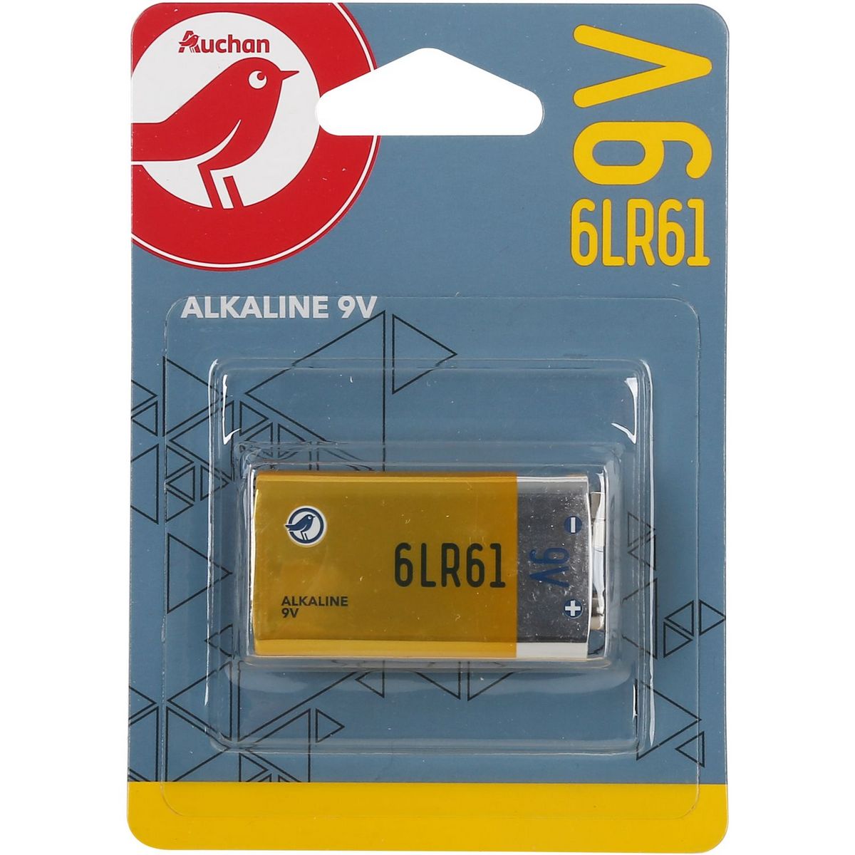 AUCHAN Auchan Pile 6LR61 alcaline 9v standard x1 1 pièce