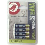 AUCHAN Lot de 4 piles AAA/HR3 rechargeables 1.2v 1000mah