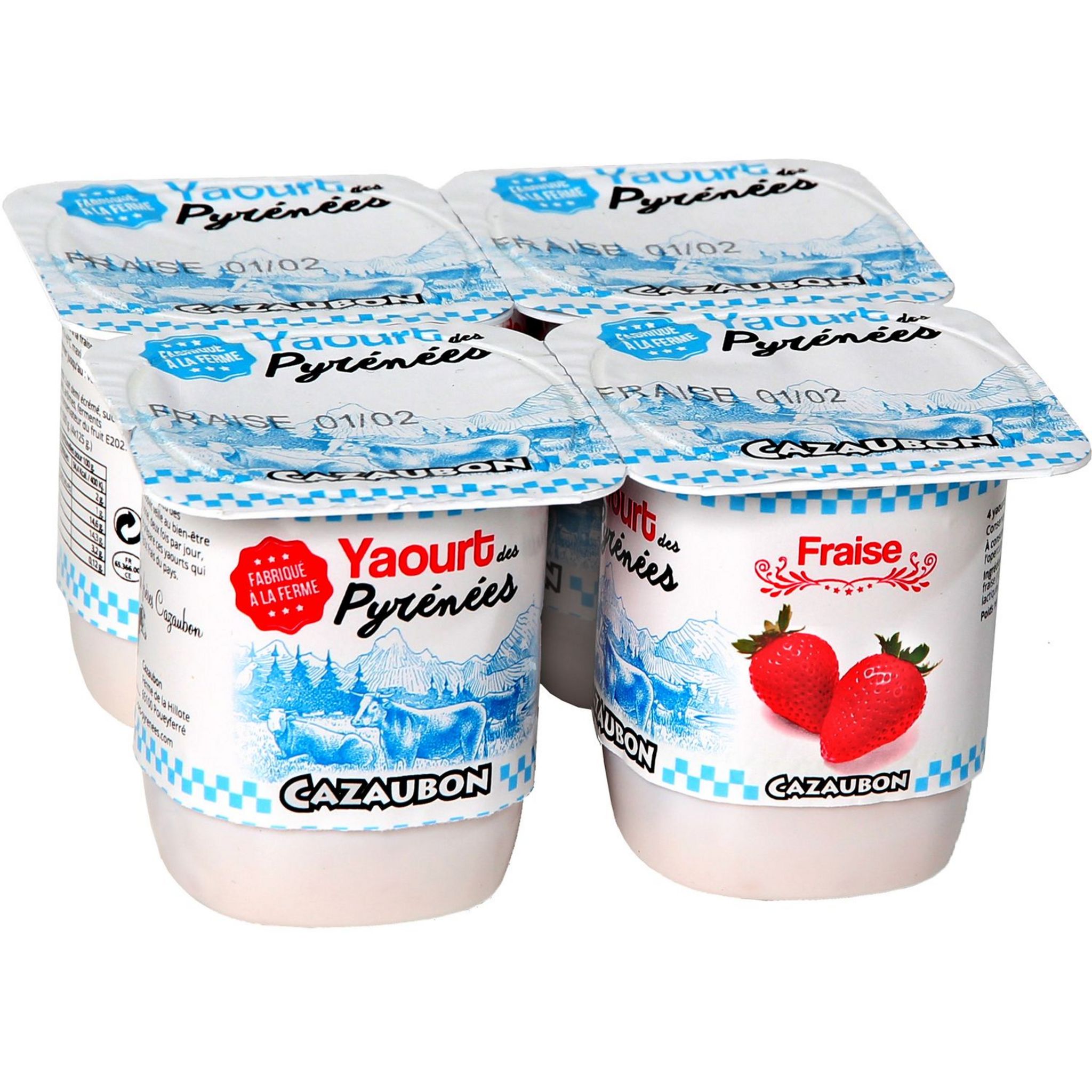 CAZAUBON Yaourt Fermier La Fraise 4x125g Pas Cher Auchan fr