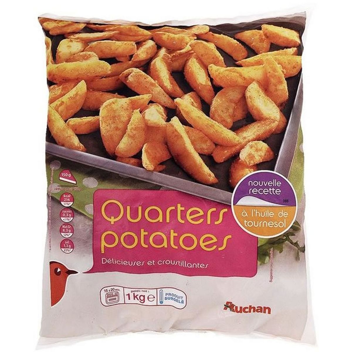 AUCHAN Quarters potatoes 1kg