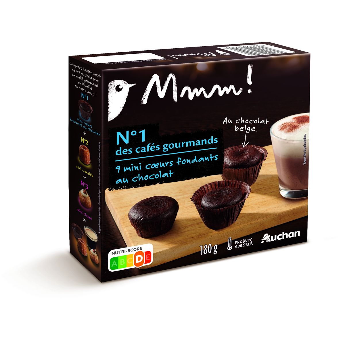 AUCHAN MMM! Mini cœurs fondants au chocolat belge 9 pièces 180g