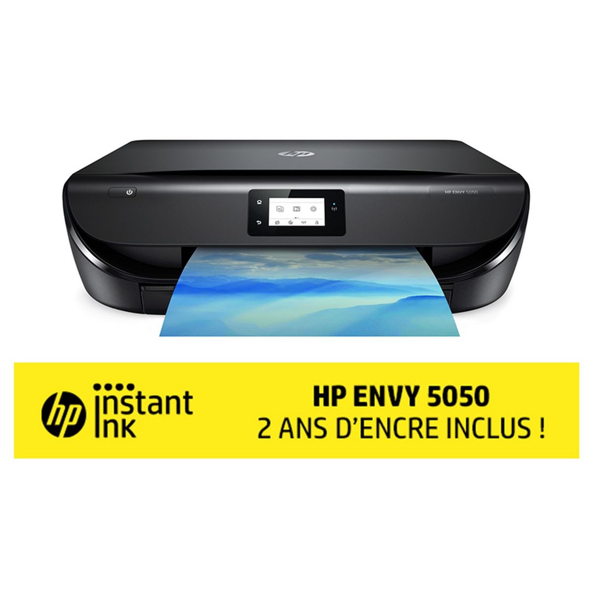 HP Imprimante multifonction Jet d'encre WiFi Bluetooth Portable ENVY 5050 Noir - Compatible Instant Ink 2 ans d'encre inclus
