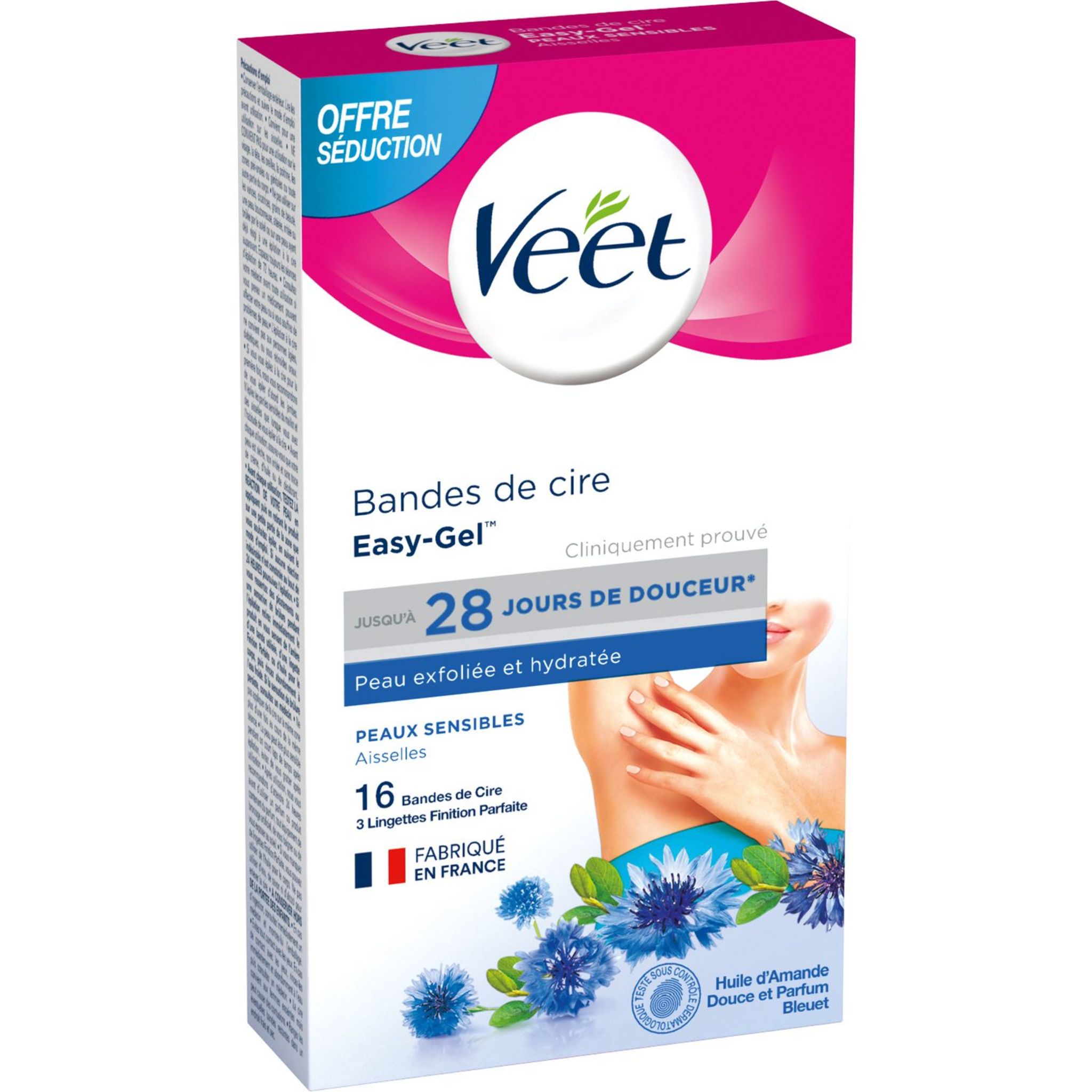 VEET Bandes De Cire Froide Pour Les Aisselles Peaux Sensibles 16 Bandes ...