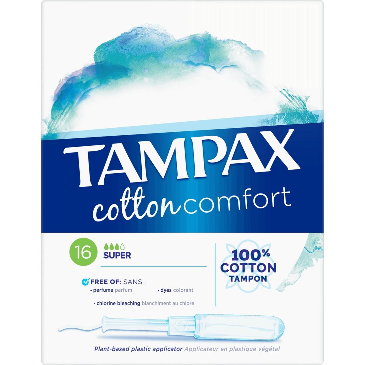 TAMPAX Cotton comfort tampons avec applicateur 100% cotton super 16 tampons