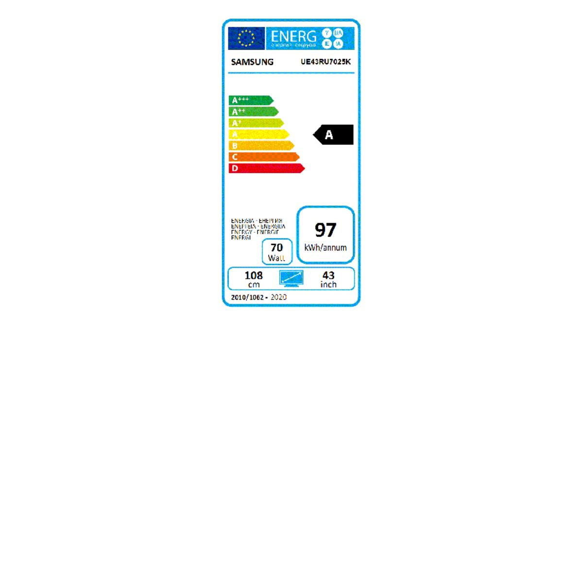 SAMSUNG UE43RU7025 TV LED 4K UHD 108 cm Smart TV