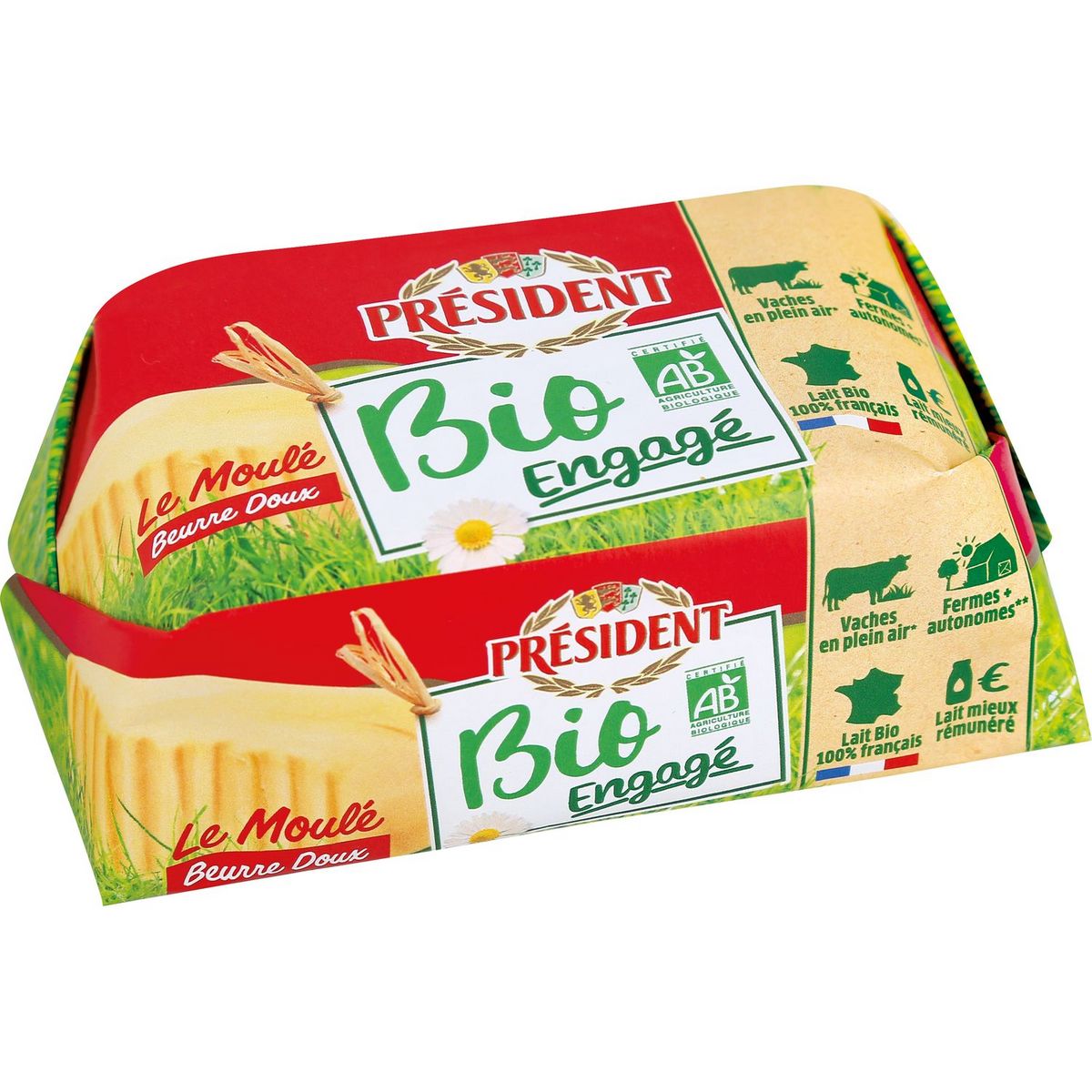 PRESIDENT Président beurre moulé doux bio 250g