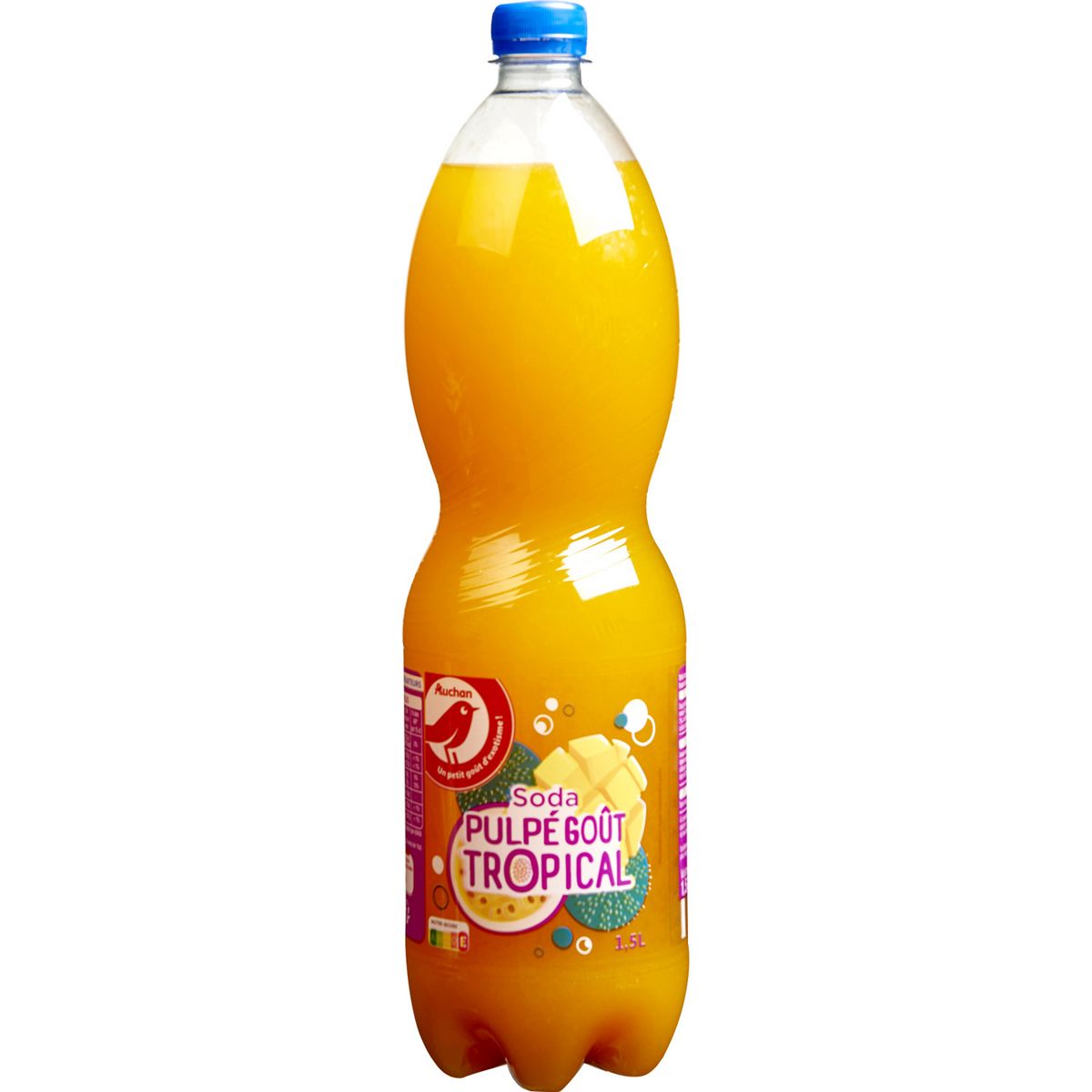 AUCHAN Boisson gazeuse aromatisée tropicale avec pulpe 1,5l