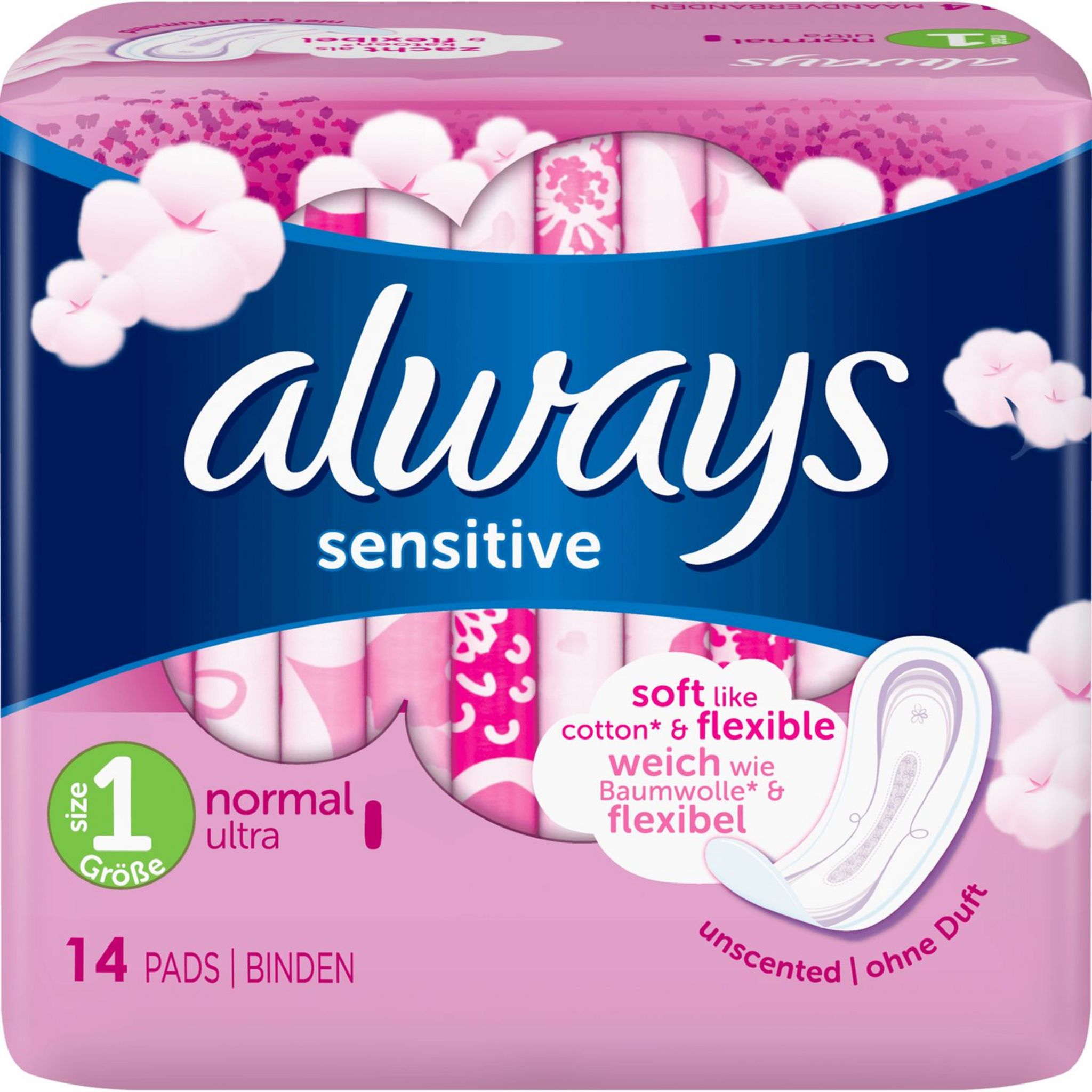 ALWAYS Sensitive serviettes hygiéniques sans ailettes normal ultra taille 1 14 serviettes